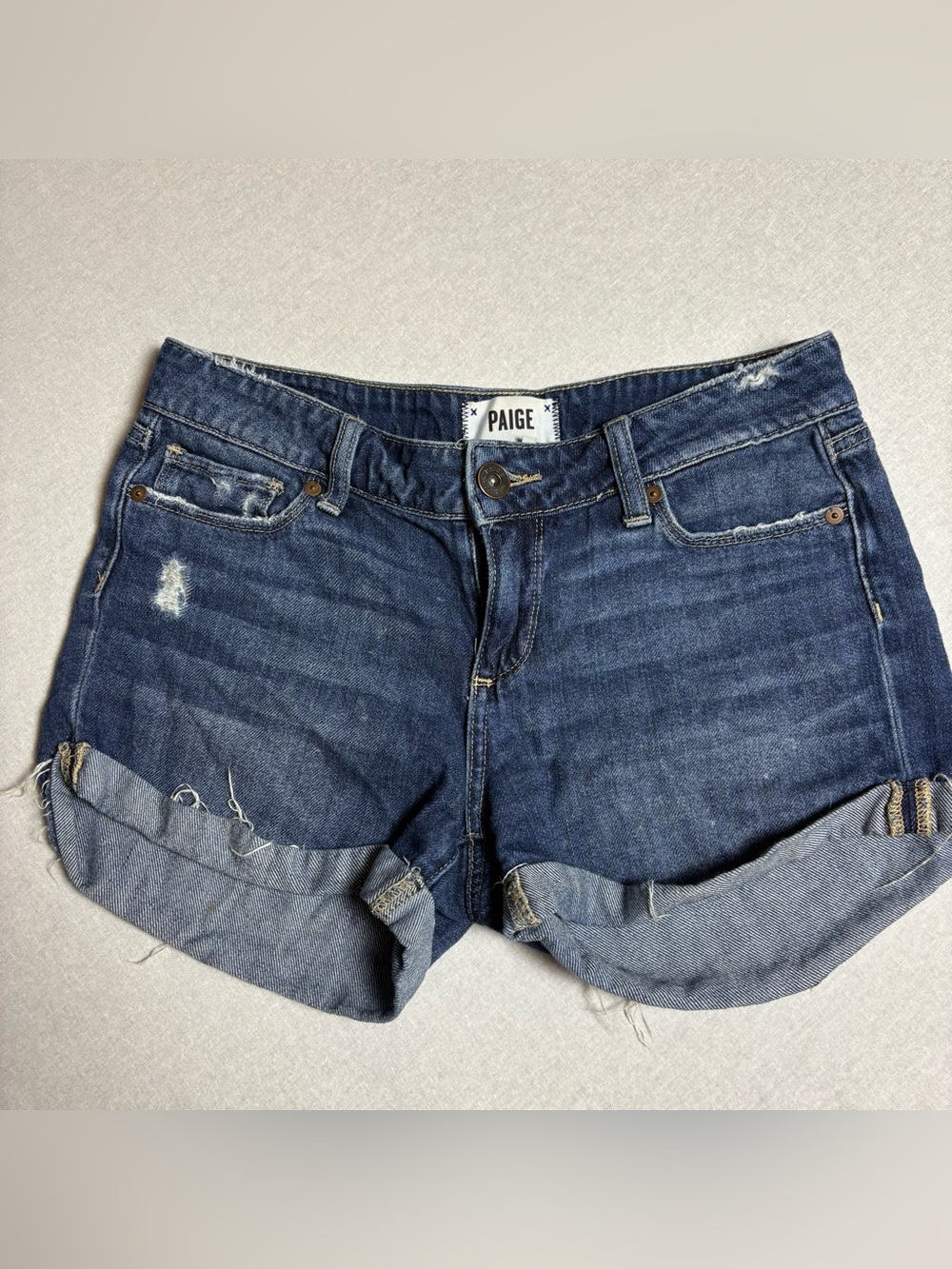PAIGE Jimmy Jimmy Cuffed Denim Shorts Size 25